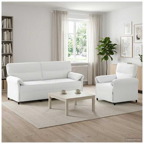 Set di divani 2 pz Bianco Tessuto - Foto 9