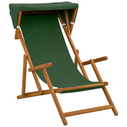 Lettino 3 Posizione Legno di Eucalipto Massello Verde - Foto 1