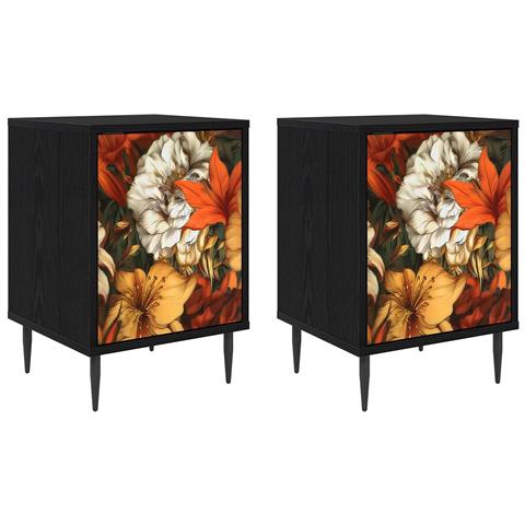 Armadio da Notte GENNEP 2 pz Rovere Nero 36 x 33 x 51 cm - Foto 1