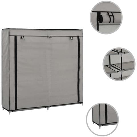 Scarpiera Con Rivestimento In Tessuto Grigio 115x28x110 Cm - Foto 2
