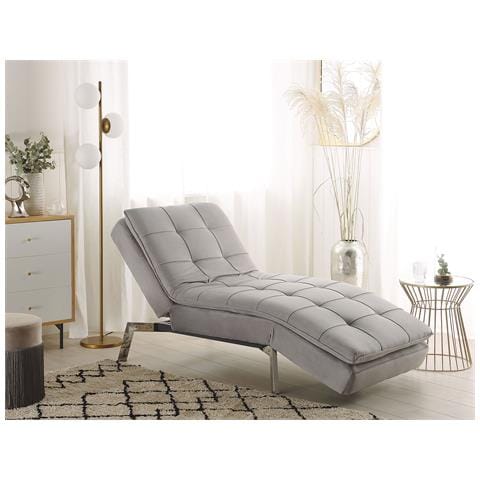 Chaise Longue Regolabile In Velluto Grigio Chiaro Loiret - Foto 14