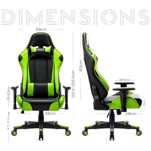 Bianco-2 Sedia Gaming Ufficio Computer Sedie da Girevole Ergonomica Poltrona di inclinazione Cuscino Lombare in Pelle PU