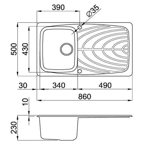 Lavello Incasso 1 Vasca con Gocciolatoio 86×50 cm Linea Master 400 G51 in Granitek LGM40051 Colore Avena - Foto 2