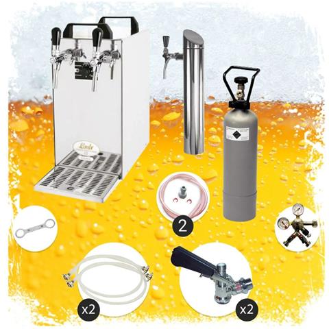 Set Completo - Spillatore Birra - Kontakt 40 Dispenser Birra Macchina Per Birra 2-linee 50 Litri /h Incl. Torre Di Erogazione - Green Line Keg Senza Keg 2 Senza - Foto 5