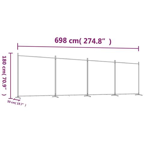 Divisorio A 4 Pannelli Nero 698x180 Cm In Tessuto - Foto 11