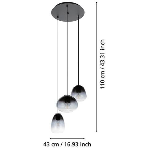 Lampadario Contemporaneo Aguilares 3 Luci Pendenti Metallo Nero - Foto 2