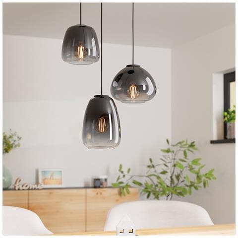 Lampadario Contemporaneo Aguilares 3 Luci Pendenti Metallo Nero - Foto 1