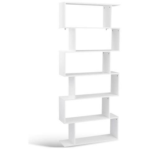 Libreria Design Moderna Scaffale 6 Ripiani 190x80x24cm Casa Ufficio Bianco - Foto 5