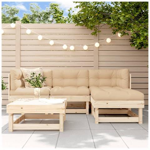 Set Salotto Da Giardino 5 Pz In Legno Massello Di Pino - Foto 1