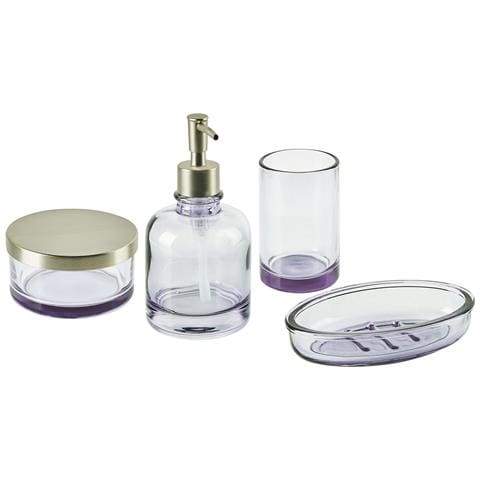 Set Di 4 Accessori Bagno Vetro Viola E Argento Telma - Foto 7