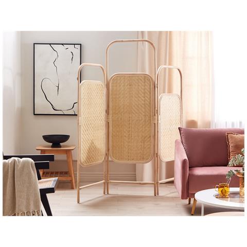 Paravento 3 Pannelli Rattan Naturale 166 X 180 Cm Carpi - Foto 1