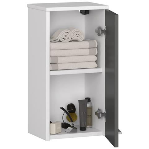 Mobile da Bagno sospeso FIN, 1 anta, 30x22,5x60 cm, Colore Bianco e Grigio Grafite - Foto 2