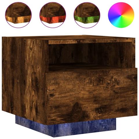 Comodino Con Luci Led Rovere Fumo 40x39x37 Cm - Foto 2