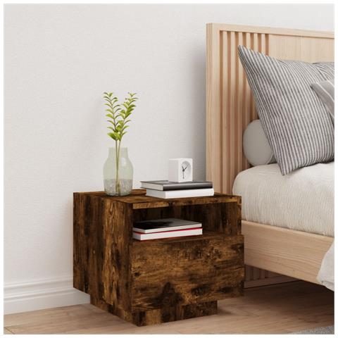 Comodino Con Luci Led Rovere Fumo 40x39x37 Cm - Foto 3