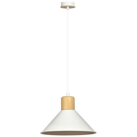Lampada A Sospensione Reven - Bianco - Acciaio Verniciato A Polvere, Legno - 25x100x25 Cm - Foto 1