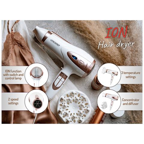 Ms2274 Asciugacapelli Professionale Ionico Diffusore 3 Temperature 2 Velocità Cool Shot 2400w - Foto 2