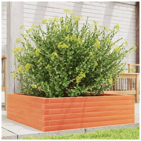 Fioriera Giardino Marrone Cera 80x80x23 Cm Legno Massello Pino - Foto 1