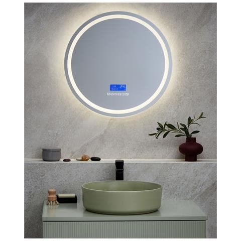 Specchio Da Bagno Con Luce Led Brognon 60 Cm 60 Cm Con Altoparlante Bluetooth Integrato Argento - Foto 1