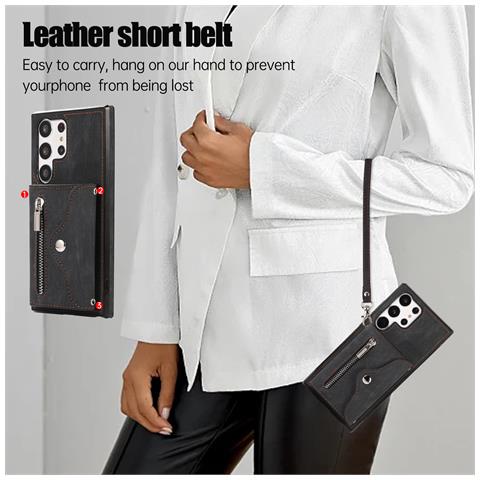 Custodia In Pelle Per Samsung S23 Con Cordino E Porta Carte - Foto 2