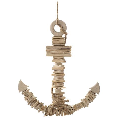 Decorazione In Metallo E Legno Ancora - Marrone - Legno - 39x7x46 Cm - Foto 1