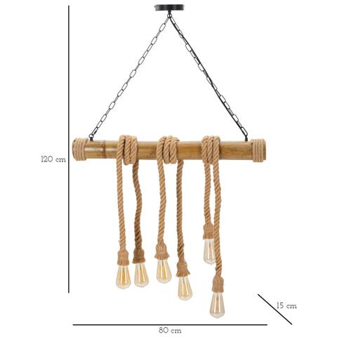 Lampada A Sospensione Mf74 - Marrone - Corda - 80x15x120 Cm - Foto 8