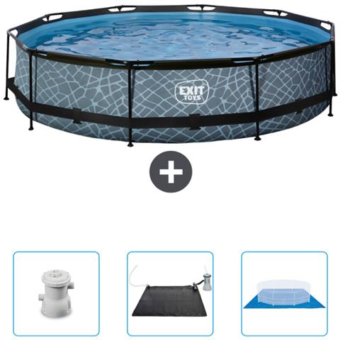 Piscina Fuori Terra - In Giro - 360x360x76 Cm - Grigio - Include Accessori Coordinati Cb91 - Foto 1
