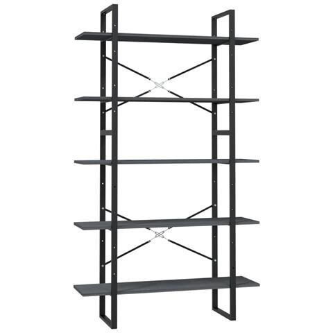 Lusso Casadino - Libreria A 5 Ripiani Grigia 100x30x175 Cm In Legno Di Pino - Foto 1