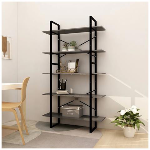 Lusso Casadino - Libreria A 5 Ripiani Grigia 100x30x175 Cm In Legno Di Pino - Foto 6