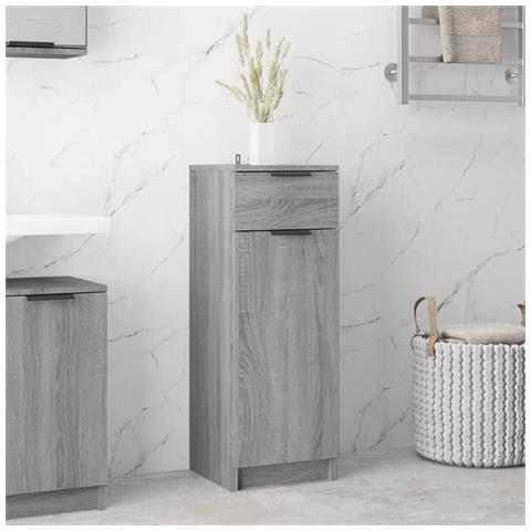 Lusso Casadino -  Armadietto Bagno Grigio Sonoma 32x34x90 Cm In Legno Multistrato - Foto 8