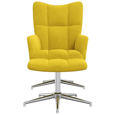 Poltrona Relax Con Poggiapiedi Giallo Senape In Velluto - Foto 2