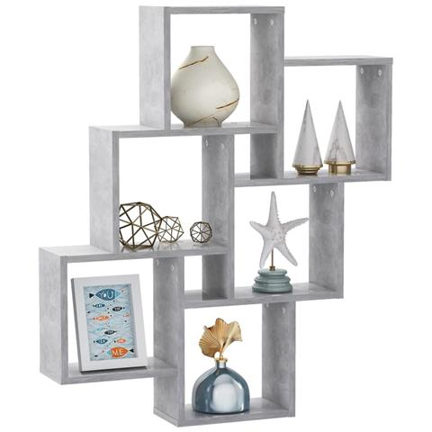 Mensola Parete Cubo Grigio Cemento 78x15x93cm Legno Multistrato - Foto 2