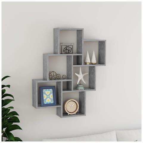 Mensola Parete Cubo Grigio Cemento 78x15x93cm Legno Multistrato - Foto 6