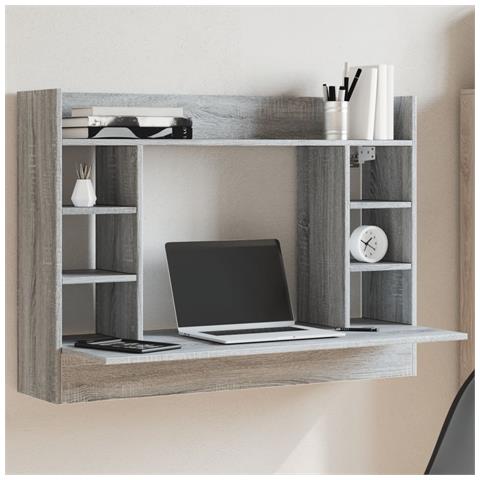 Lusso Casadino -  Scrivania A Parete Grigio Sonoma 105x48x75cm Legno Multistrato - Foto 8