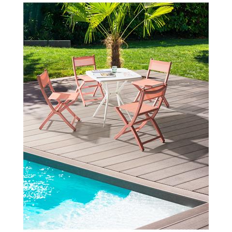 Set Di 4 Sedie Da Giardino Talca Pieghevole Corallo - Foto 1