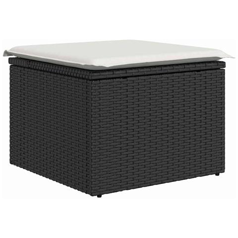 Set di divani da giardino 7 Pezzi con cuscini in polyrattan nero, Divano da giardino 2 posti con spazio di stoccaggio e cuscini in polyrattan nero - Foto 10