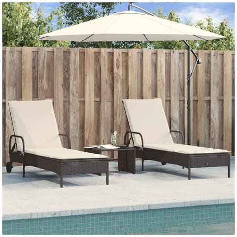 Lettini Prendisole con Cuscini 2 pz Neri in Polyrattan - Foto 2