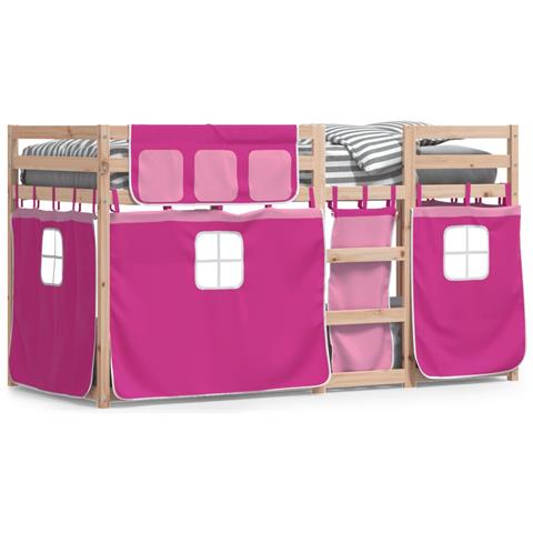 Letto a Castello senza Materasso Rosa 90x200 cm Legno di Pino - Foto 1