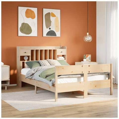 Letto Libreria senza Materasso 140x200 cm in Legno di Pino - Foto 2