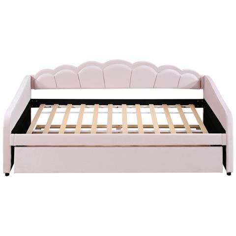 Letto Da Giorno 90x200cm, Con Letto A Scomparsa, Luce Cambia Colore, Telecomando, Divano Letto, Letto Singolo (senza Materasso), Stile Minimalista, Velluto, Rosa - Foto 4