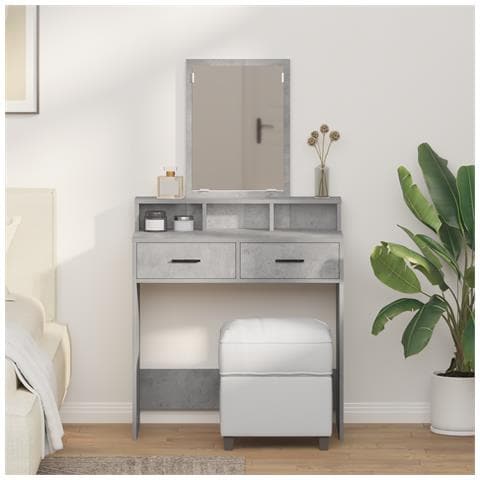 Tavolo da Trucco con Cassetti Grigio Cemento 79x41x140 cm - Foto 2