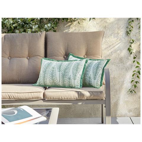 Set Di 2 Cuscini Da Esterno Meadow Trama Di Piante 30 X 50 Cm Verde - Foto 1
