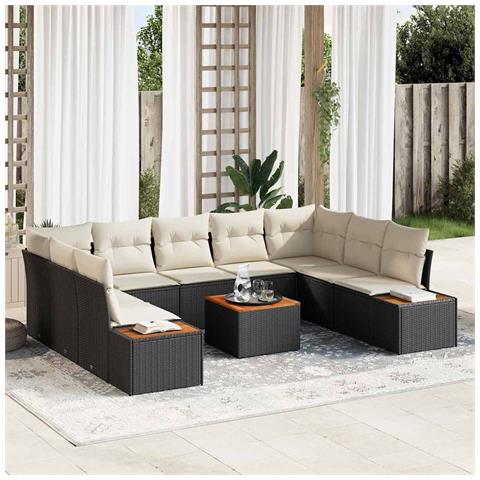 Set Divano da Giardino 6 pcs Nero e crema 289 x 209 x 85 cm - Foto 2