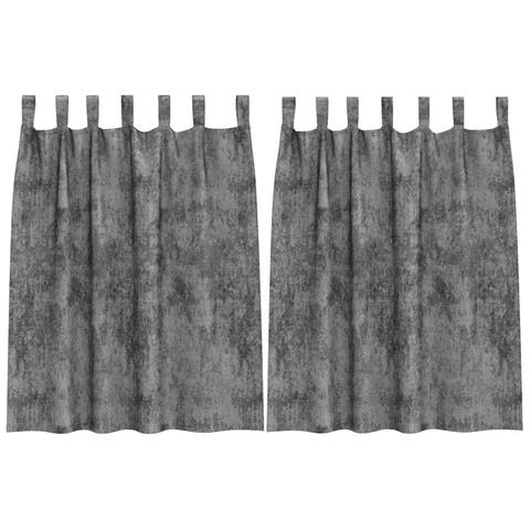 Tenda con tende 2 pcs Grigio 140 x 140 cm Velluto - Foto 1