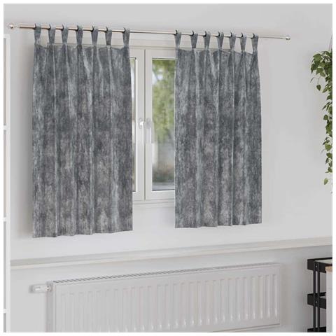 Tenda con tende 2 pcs Grigio 140 x 140 cm Velluto - Foto 2