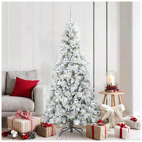 Albero di Natale Artificiale con Rami Pieghevoli Bianco 180 cm - Foto 2
