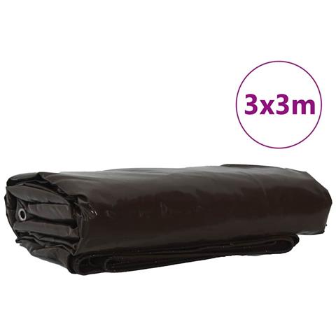 Telo 650g / m² Marrone 3 x 3 m Tela con rivestimento in PVC - Foto 2