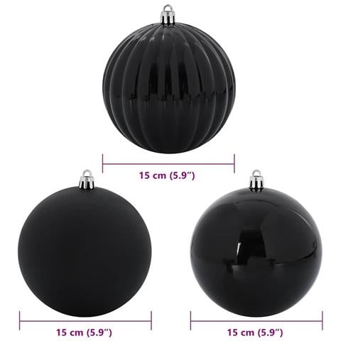 Set di Palle di Natale 9 pcs Nero Plastica - Foto 5
