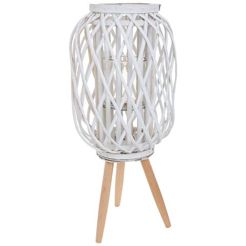 Lanterna Portacandele In Midollino Bianco D37x40/63h - Foto 1
