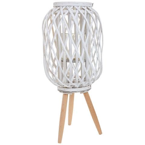 Lanterna Portacandele In Midollino Bianco D37x40/63h - Foto 2