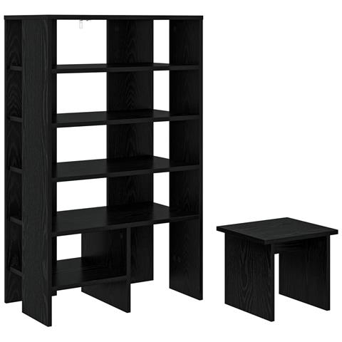 Mobile per scarpe 2 pcs Rovere Nero Legno multistrato - Foto 1